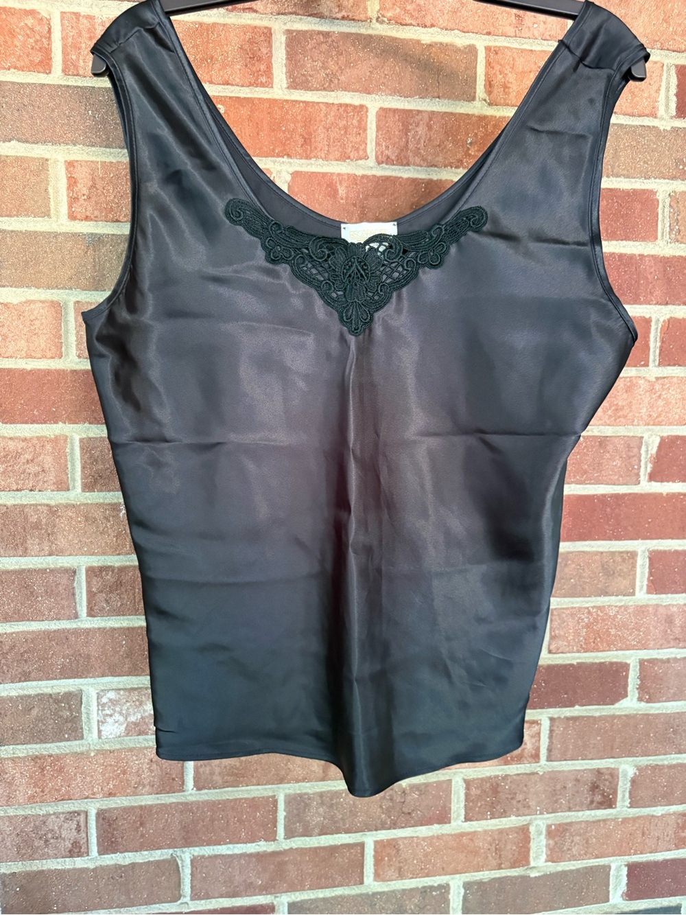 Vintage escapades black satin lace camisole